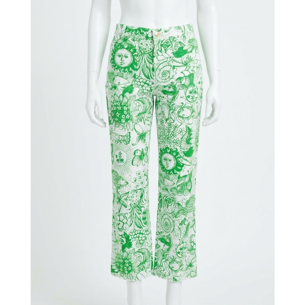 NEW LILLY PULITZER harleen high rise crop jean in putting green fleur de lilly